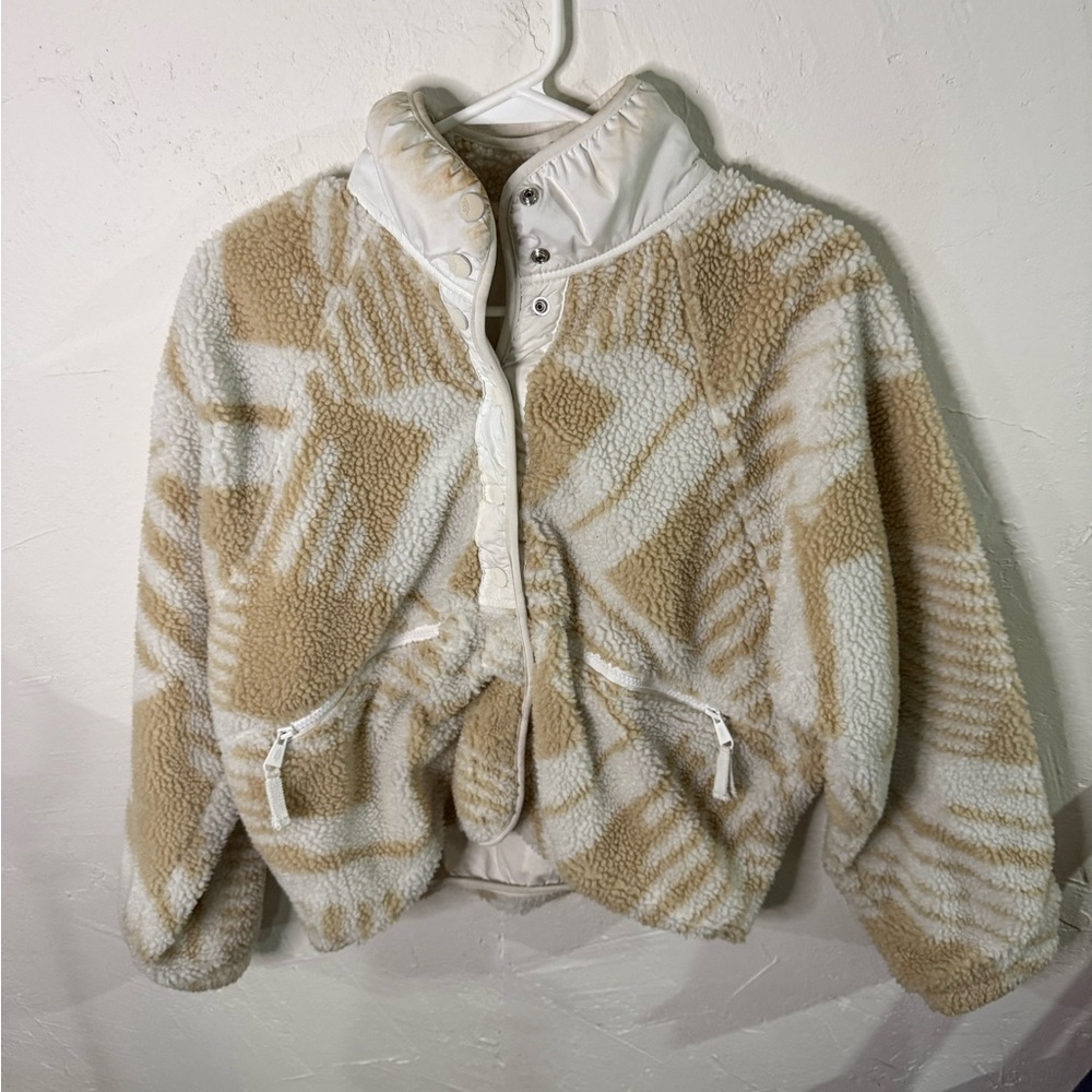 Free People Cream and White Teddy Jacket